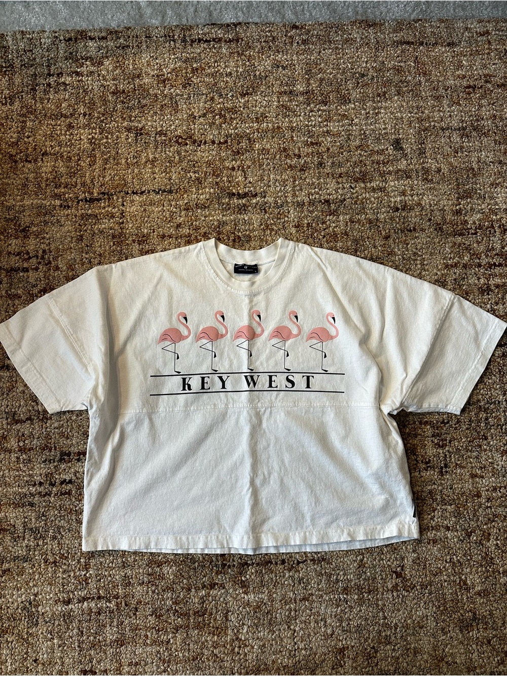 Vintage Key West Flamingo Graphic Tee - White with Pink Flamingos